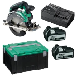 HiKOKI C18DBALWPZ 18V Cirkelzaag 165mm Met 2x 5.0Ah Accu's En Lader Brushless