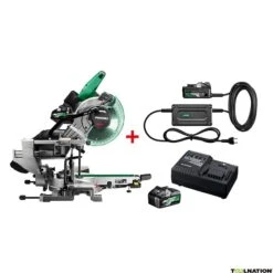 Hikoki C3610DRAWAPZ Multivolt Accu Afkortzaag 255mm 36V 4.0Ah Li-Ion + ET36AW0Z Voeding