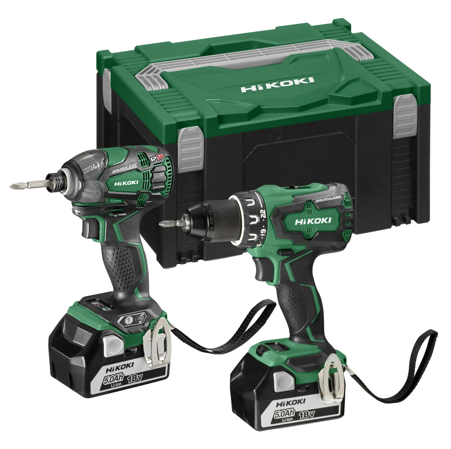 HiKOKI KC18DBDLWDZ Accu Combopack 18V Met DS18DBSL Boorschroefmachine + WH18DBDL2 Slagschroevendraaier + 2x 5Ah Accu In HSC