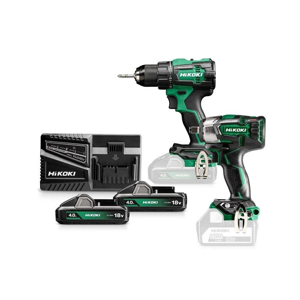 HiKoki KC18DEWFZ Comboset 18V Boormachine En Slagmoersleutel Met 2 HD-Accu's 4.0 In HSCII