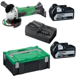 HiKOKI G18DSLWUZ 18V Haakse Slijper 125mm Met 2 Accu's 5.0Ah En Lader In HSC II