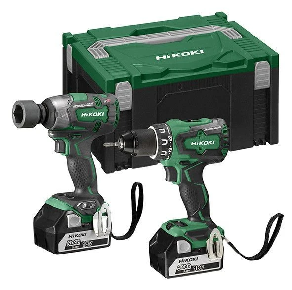 HiKOKI KC18DPLWDZ Accu Combopack 18V Met DS18DBSL Boorschroefmachine + WR18DBDL2 Slagmoeraanzetter + 2x 5Ah Accu In HSC